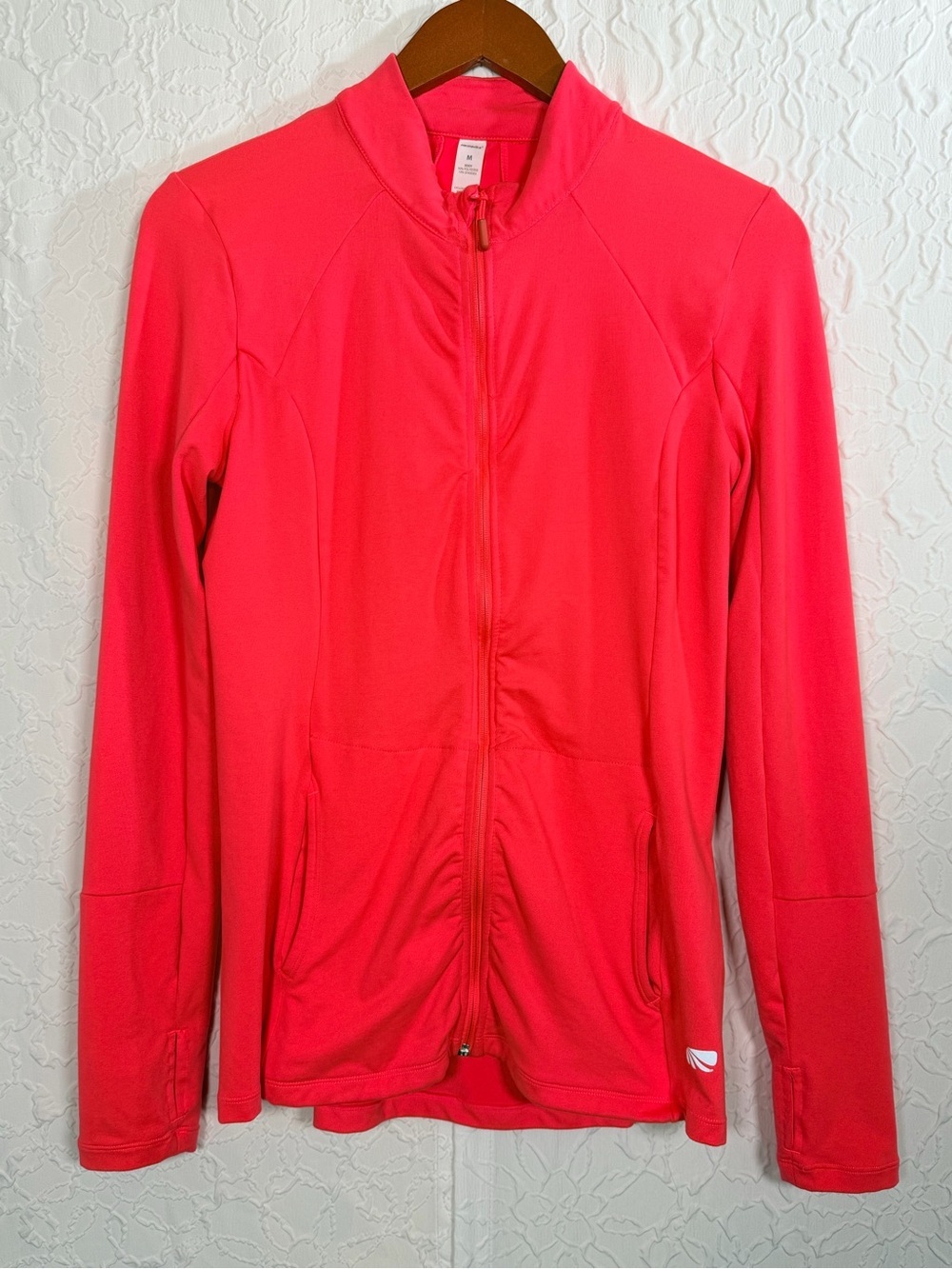 Marika Performance Dri Wik Athletic Bright Coral Workout Running Jacket Sz M